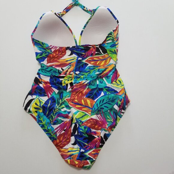 Lauren Ralph Lauren Tropical Leaf Print Swimsuit One Piece Multicolor Size 12 - Picture 7 of 10